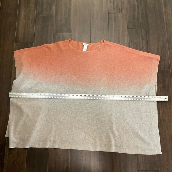 J JILL Orange Gray Ombré Round Neck Cotton Knit Poncho Sweater Size One Size - Picture 8 of 8